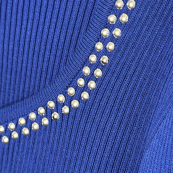 Nanette Lepore Sweater Blue, Cropped, Stud Detail, in Size L,‎ XL  NWT - Picture 6 of 15